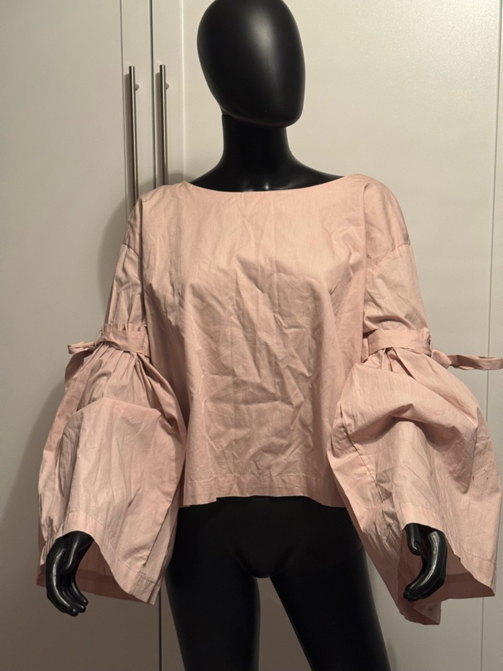Free People Light Pink Balloon Sleeve Blouse
